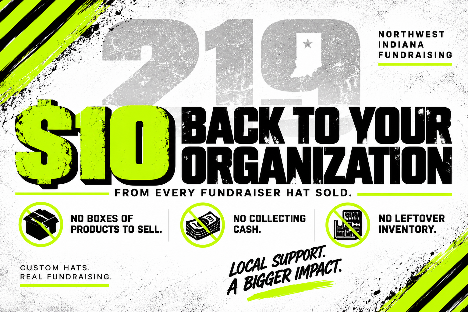 $10 back to your organization from every fundraiser hat sold