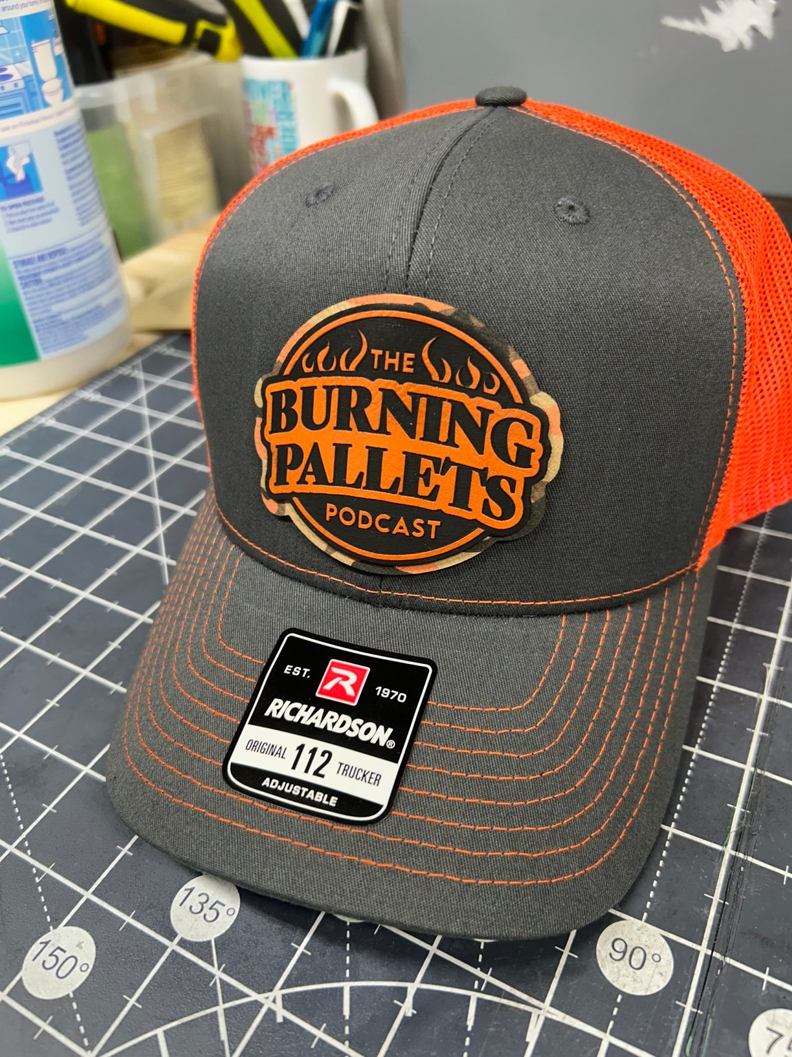 Custom Burning Pallets Podcast hat by Region Hat Co.